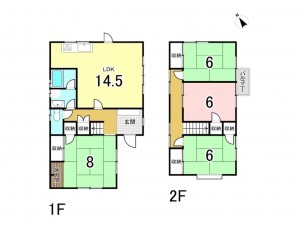 福山市水呑町、中古一戸建ての間取り画像です