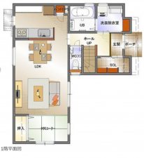 福山市川口町、新築一戸建ての間取り画像です