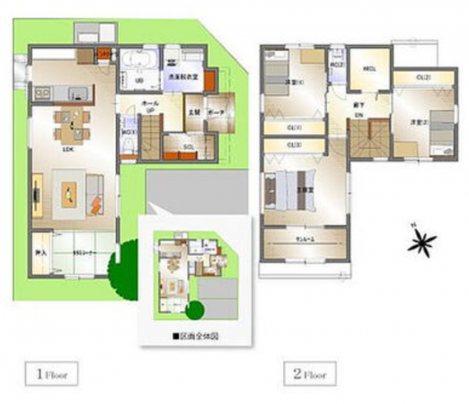 福山市川口町、新築一戸建ての間取り画像です