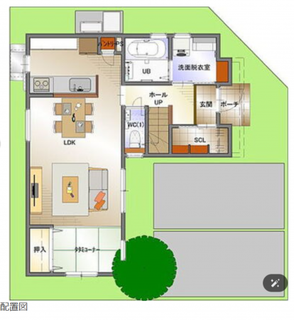 福山市川口町、新築一戸建ての間取り画像です
