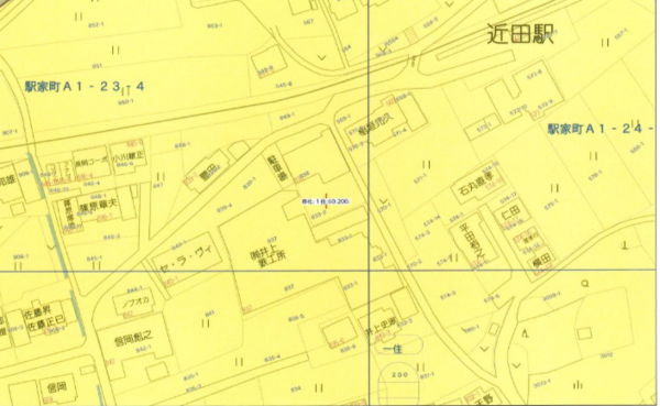 福山市駅家町大字近田、土地の地図画像です