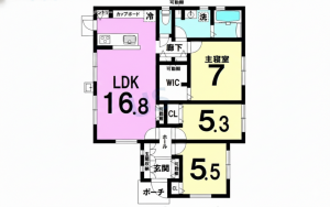 福山市駅家町大字万能倉、中古一戸建ての間取り画像です