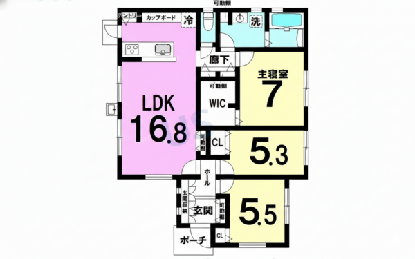 福山市駅家町大字万能倉、中古一戸建ての間取り画像です