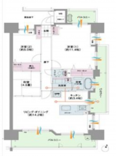 福山市南蔵王町、マンションの間取り画像です
