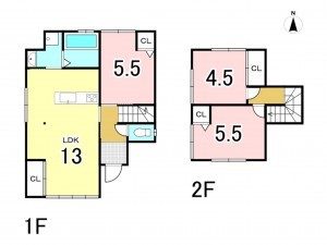 福山市神辺町字道上、中古一戸建ての間取り画像です