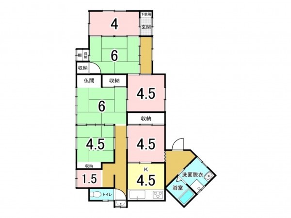 福山市草戸町、中古一戸建ての間取り画像です