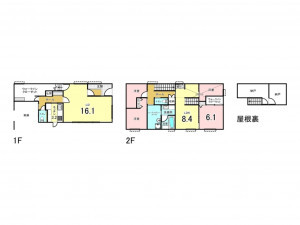 福山市木之庄町、中古一戸建ての間取り画像です