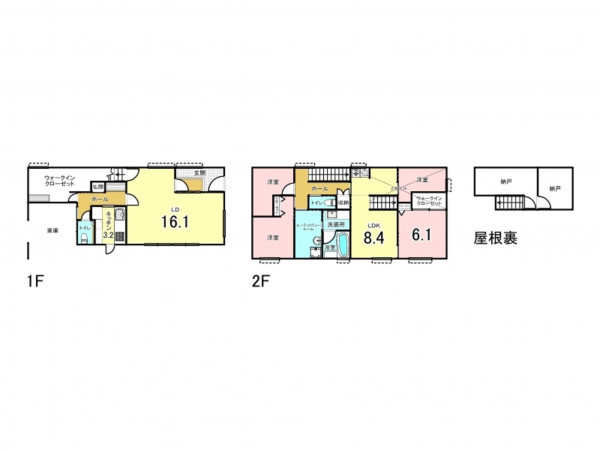 福山市木之庄町、中古一戸建ての間取り画像です