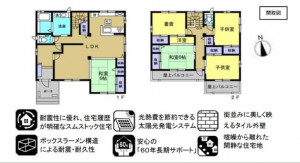 福山市木之庄町、中古一戸建ての間取り画像です