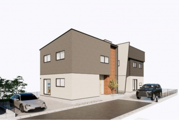 福山市新涯町、新築一戸建ての完成予想図（外観）画像です