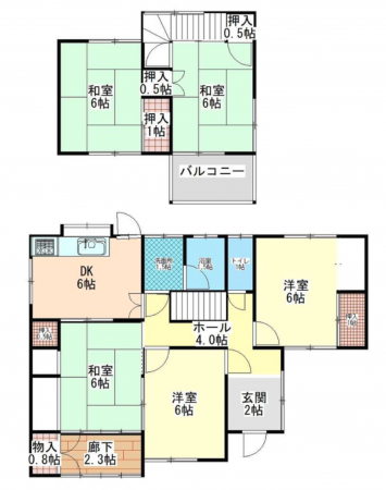 福山市駅家町大字万能倉、中古一戸建ての間取り画像です