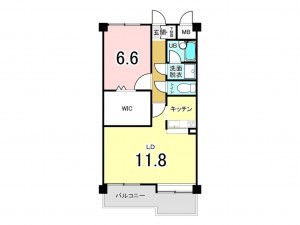 福山市多治米町、マンションの間取り画像です