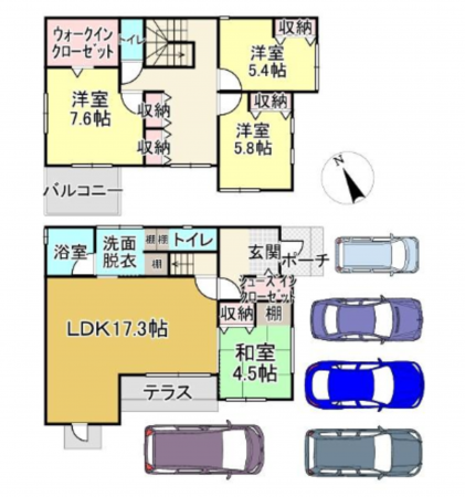 福山市新涯町、中古一戸建ての間取り画像です