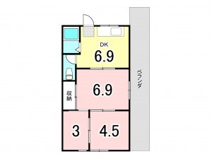 福山市南蔵王町、収益物件/マンションの間取り画像です
