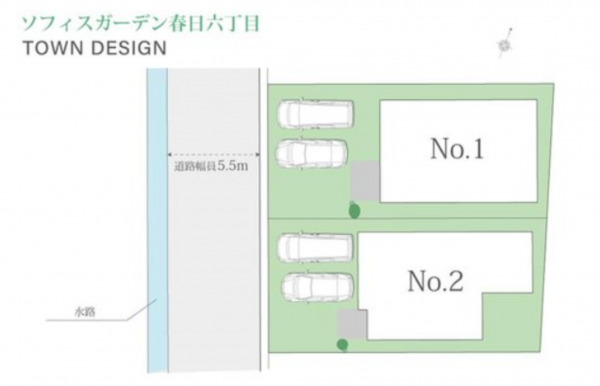 福山市春日町、新築一戸建ての間取り画像です