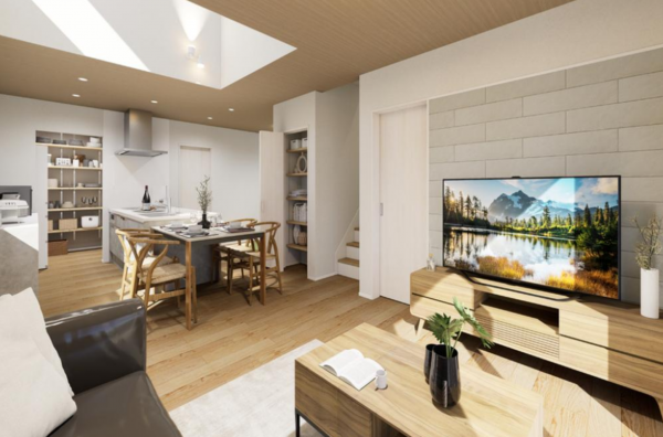 福山市春日町、新築一戸建ての居間画像です