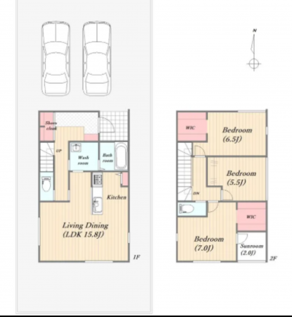 福山市北吉津町、土地の建築プラン例画像です
