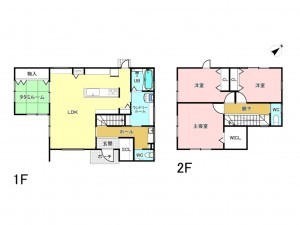 福山市水呑町、新築一戸建ての間取り画像です