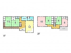 福山市新市町大字戸手、中古一戸建ての間取り画像です