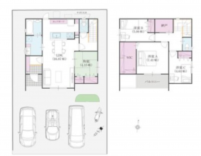 福山市神辺町新湯野、新築一戸建ての間取り画像です