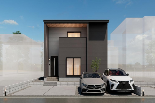 福山市神辺町新湯野、新築一戸建ての完成予想図（外観）画像です