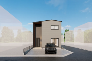 福山市新涯町、新築一戸建ての完成予想図（外観）画像です