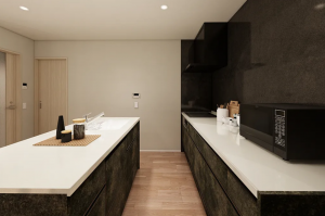 福山市新涯町、新築一戸建てのキッチン画像です