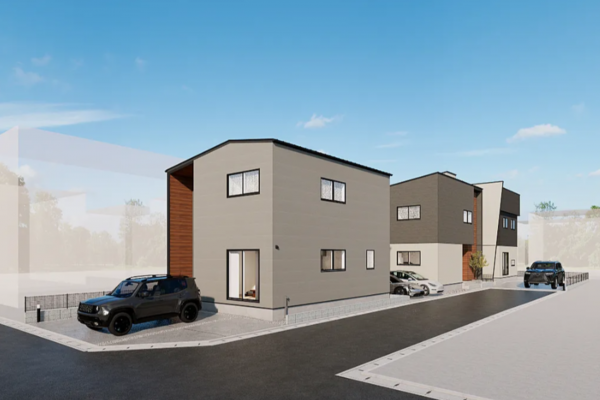 福山市新涯町、新築一戸建ての完成予想図（外観）画像です