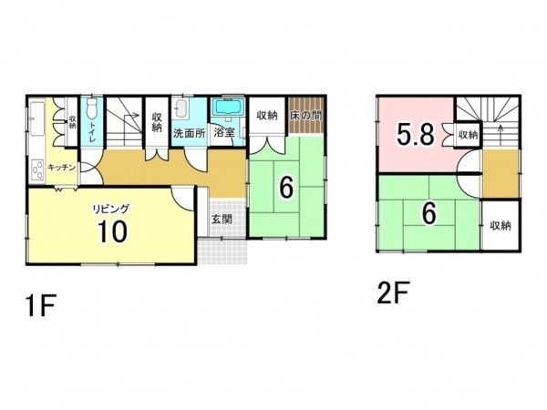 福山市緑陽町、中古一戸建ての間取り画像です
