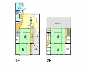福山市野上町、中古一戸建ての間取り画像です