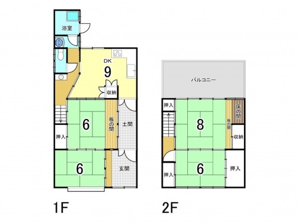 福山市野上町、中古一戸建ての間取り画像です