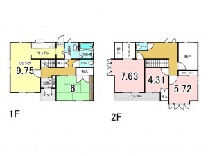 福山市加茂町字上加茂、中古一戸建ての間取り画像です