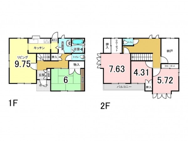 福山市加茂町字上加茂、中古一戸建ての間取り画像です