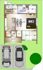 福山市南蔵王町、新築一戸建ての間取り画像です