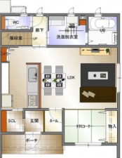 福山市南蔵王町、新築一戸建ての間取り画像です