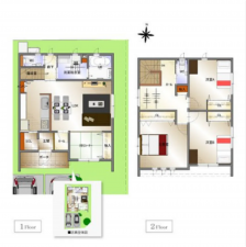 福山市南蔵王町、新築一戸建ての間取り画像です
