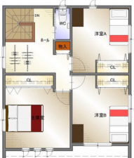 福山市南蔵王町、新築一戸建ての間取り画像です