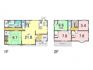 福山市伊勢丘、中古一戸建ての間取り画像です