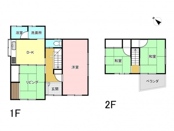 福山市緑陽町、中古一戸建ての間取り画像です