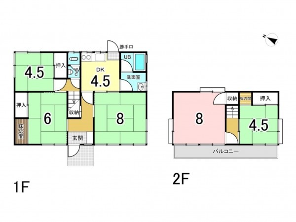 福山市山手町、中古一戸建ての間取り画像です