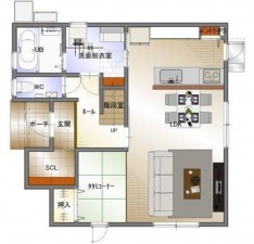 福山市西新涯町、新築一戸建ての建築プラン例画像です