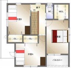 福山市西新涯町、新築一戸建ての建築プラン例画像です