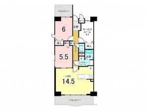 福山市霞町、マンションの間取り画像です