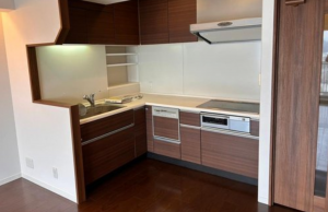 福山市東桜町、マンションのキッチン画像です