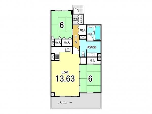 福山市東桜町、マンションの間取り画像です