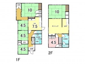 福山市高美台、中古一戸建ての間取り画像です