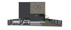 福山市新市町大字宮内、新築一戸建ての完成予想図（外観）画像です