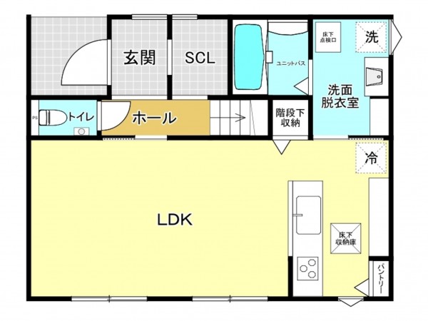 福山市新市町大字宮内、新築一戸建ての間取り画像です