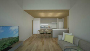 福山市新涯町、新築一戸建ての居間画像です