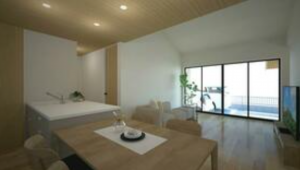 福山市新涯町、新築一戸建ての居間画像です